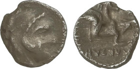 Hemióbolo. 336-323 a.C. ALEJANDRO MAGNO. MACEDONIA. Anv.: Cabeza de Hércules con piel de león a derecha. Rev.: Zeus entronizado a izquierda. 0,29 grs....