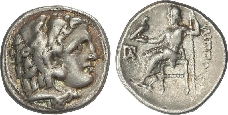 Dracma. 323-317 a.C. FILIPO III. KOLOPHON. Anv.: Cabeza de Hércules con piel de ...
