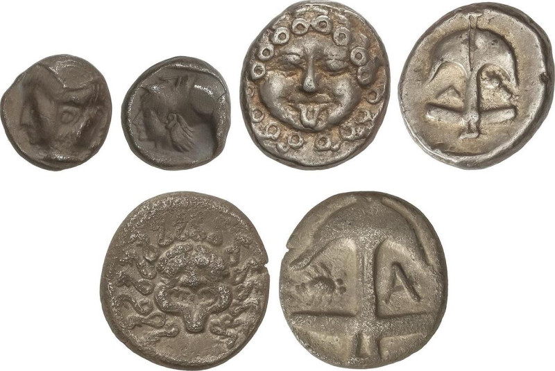 Lote 3 monedas Trihemiobolo, Dracma (2). APOLONIA PONTICA (2), LAMPSAKOS. 1,25, ...