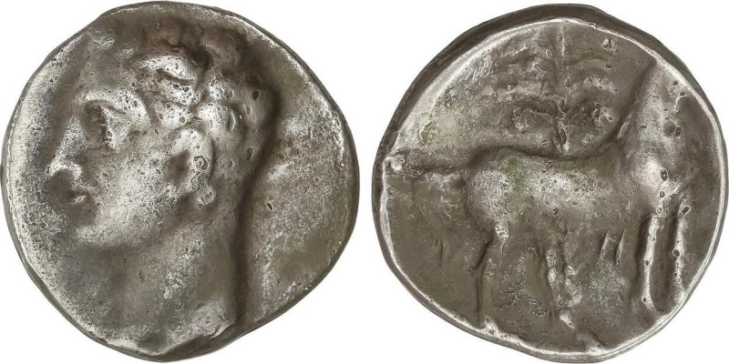 Shekel. 220-205 a.C. ACUÑACIONES HISPANO-CARTAGINESAS. CARTAGONOVA (CARTAGENA, M...