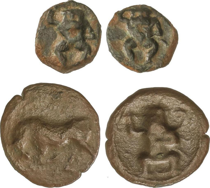 Lote 2 monedas 1/4 y 1/8 de Calco. 200-100 a.C. EBUSUS (IBIZA). 1,31 y 1,96 grs....