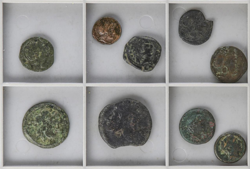 Lote 9 monedas cobres. AE. Incluye AS Jano bifronte, Semis, Triens, Uncia, Semiu...