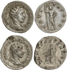 Lote 2 monedas Antoniniano. 241-243 d.C. GORDIANO III. Rev.: IOVI STATORI y ROMAE AETERNAE. 3,49 y 4,09 grs. AR. A EXAMINAR. C-109; RIC-84 y C-314; RI...