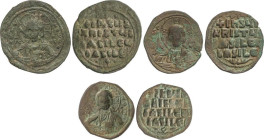 Lote 3 monedas Follis. ANÓNIMA, ATRIBUIDA A BASILIO II y CONSTANTINO VIII (976-1025 d.C.). Anv.: Busto de Cristo de frente. Rev.: Leyenda en cuatro li...