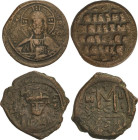 Lote 2 monedas Follis. Una de ellas ANÓNIMO CLASE A2 en tiempos de BASILIO II. La otra leyenda a identificar. A EXAMINAR. BC+ a MBC-.