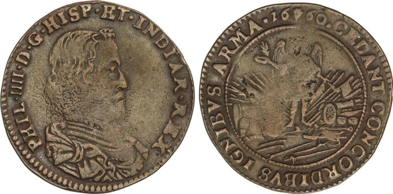 Jetón. 1660. AMBERES. 6,05 grs. AE. Paz franco-española. Acuñación floja. Dugn-4...