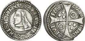 Croat. 1687. BARCELONA. 2,48 grs. (Cospel con canto ligeramente irregular). AC-210. MBC+/MBC.