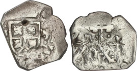 4 Reales. Fecha no visible. SEVILLA. M. 10,19 grs. Tipo Maria R-4. Intento de perforación en anverso. AC-Tipo 99. BC.