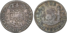 2 Reales. 1765. MÉXICO. M. 6,44 grs. Columnario. Pátina. AC-649. MBC-.