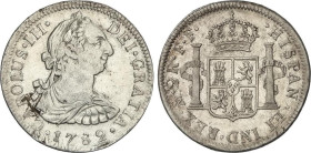 2 Reales. 1782. MÉXICO. F.F. 6,62 grs. (Anverso levemente limpiado). Brillo original en reverso. AC-672. MBC/EBC-.