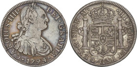 8 Reales. 1794. MÉXICO. F.M. 26,78 grs. Pátina. AC-956. MBC.