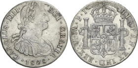 8 Reales. 1808. POTOSI. P.J. 26,83 grs. (Leves rayitas, leves oxidaciones). AC-1014. MBC+.