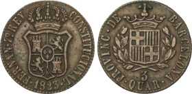 3 Cuartos. 1823. CATALUNYA (MALLORCA). 7,2 grs. AC-15. MBC.
