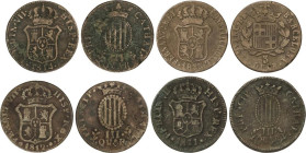 Lote 4 monedas 3 Quartos. 1811, 1812, 1814 y 1823. CATALUNYA. A EXAMINAR. MBC- a MBC.