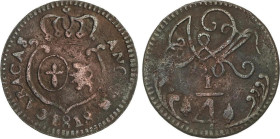 1/4 Real. 1818. CARACAS. 1,84 grs. AE. Pátina. AC-68. MBC.