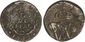 Octavo. 1815. DURANGO. 6,38 grs. AE. Pátina. AC-74. (MBC).