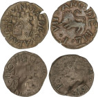 Lote 2 monedas 1/2 Real. 1814 y 1816. GUAYANA. AE. AC-344, 347. MBC- y MBC.