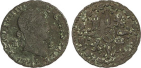 2 Maravedís. 1832. SEGOVIA. 2.25 grs. ERROR: FERDIN IIV. Pátina. AC-156. MBC.