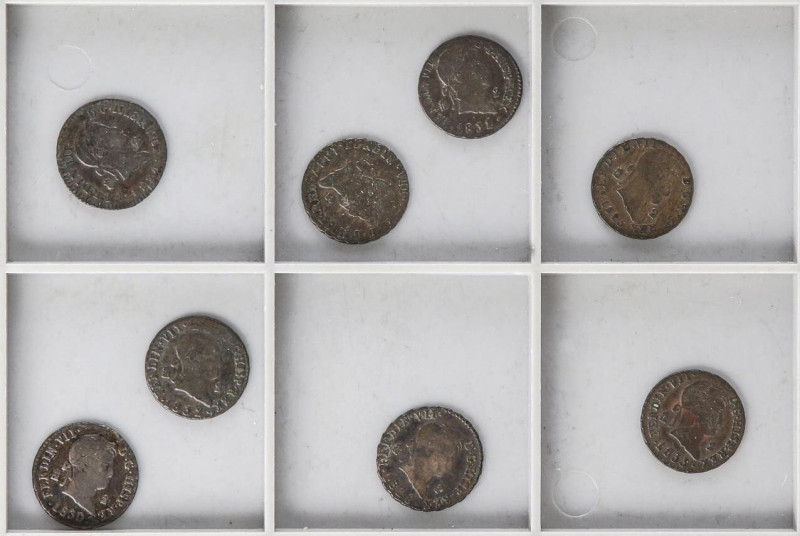 Lote 8 monedas 2 Maravedis. 18247 a 1833. SEGOVIA. Todas diferentes: 1824, 1825,...
