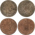 Lote 2 monedas 3 Maravedís. 1826 y 1831. PAMPLONA. AC-49, 52. BC+ y MBC-.