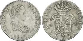 2 Reales. 1812. CATALUNYA. S.F. 5,45 grs. Busto laureado. AC-766. MBC.