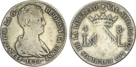 4 Reales. 1823. VALENCIA. 6,16 grs. Módulo 2 Reales. AC-1143. MBC-/BC+.
