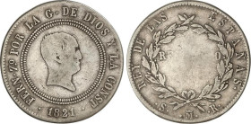 10 Reales. 1821. MADRID. S.R. 12,28 grs. Módulo 4 Reales. Resellado. AC-1088. MBC-.