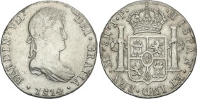 8 Reales. 1814. LIMA. J.P. 25,7 grs. (Limpiada, golpecitos). AC-1247. MBC.