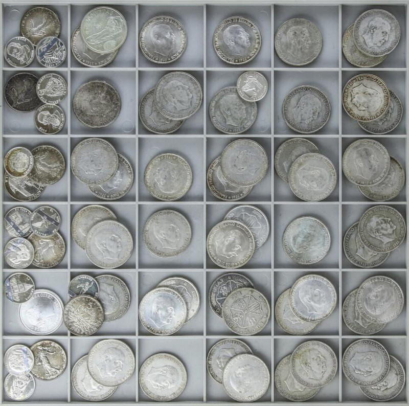 Lote 48 monedas 100 Pesetas. 1966 (*19-66 (27), 67 (8) y 68 (13)). Incluye 160 g...