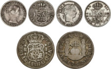 Lote 3 monedas 1 Real, 50 Céntimos (2). 1752, 1852, 1863. FELIPE V, ISABEL II (2). Real México AC-191, 50 Cent AC-312, 321. A EXAMINAR. MBC- a MBC+.