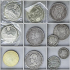 Lote 11 monedas. 1863 a 1996. ISABEL II a JUAN CARLOS I. AR. Contiene: 4 Reales Isabel II 1863 Madrid, 1 Peseta 1903 S.M.-V, 2 Pesetas 1870 (*75), 3 m...
