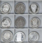 Lote 9 monedas 5 (8), 10 Leva. 1885 a 1976. AR. A EXAMINAR. KM-7, 18, 78, 79, 81, 82, 91, 93.1, 96. MBC- a SC.