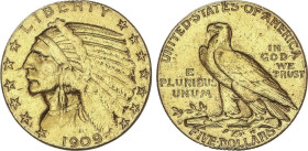5 Dollars. 1909-D. DENVER. 8,26 grs. AU. Indian Head. (Descolgada, sirvió de joya). KM-129. BC+.