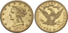 10 Dollars. 1883. 16,68 grs. AU. Coronet Head. (Leves golpecitos). Restos de brillo original. Fr-158; KM-102. EBC-.