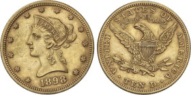 10 Dollars. 1898. 16,7 grs. AU. Coronet Head. (Leves golpecitos). Fr-158; KM-102. MBC+.