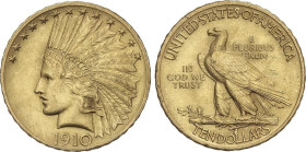 10 Dollars. 1910. 16,7 grs. AU. Indian Head. (Leves golpecitos). Fr-167; KM-130. EBC-.