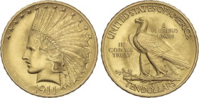 10 Dollars. 1911. 16,72 grs. AU. Indian Head. Brillo original. Fr-167; KM-130. EBC+.