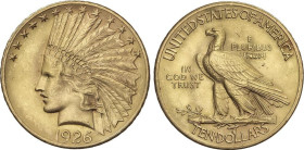 10 Dollars. 1926. 16,73 grs. AU. Indian Head. (Rayitas en reverso). Fr-167; KM-130. EBC.
