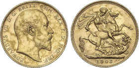 Sovereign. 1903. EDWARD VII. 7,96 grs. AU (917). (Leves manchitas). Fr-32; KM-15. EBC-.