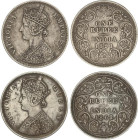 Lote 2 monedas 1 Rupee. 1862 y 1891. VICTORIA. AR. Pátina. KM-473.1, 492. MBC.