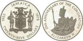 25 Dollars. 1978. ELIZABETH II. 135,93 grs. AR. 25 aniversario coronación Isabel II. En estuche original con certificado. KM-76. PROOF.