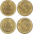 Lote 2 Reproducciones 2-1/2 Pesos. 1945. Peso total 4,07 grs. AU (630). Hidalgo. EBC.