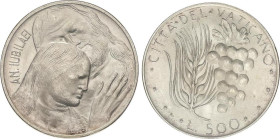 Lote 2 monedas 500 Liras. 1974 y 1975. SEGOVIA. 2,47 grs. AR. Trigo y uvas y Año santo del Perdón. KM-123, 131. SC.