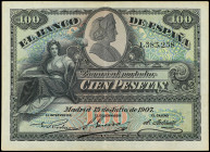 100 Pesetas. 15 Julio 1907. Catedral de Sevilla. Ed-320. MBC+.