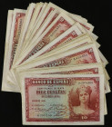 Lote 53 billetes 10 Pesetas. 1935. Sin Serie, Serie A y C. A EXAMINAR. Ed-364. MBC- a MBC+.