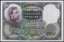 50 Pesetas. 25 Abril 1931. Rosales. (Arruguitas y manchitas). Ed-359. SC-.