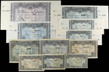 Lote 11 billetes 5 (4), 10, 25, 50 (2), 100 (2) y 1.000 Pesetas. 1 Enero 1937. EL BANCO DE ESPAÑA. BILBAO. Incluye 6 billetes circulados sin matriz y ...