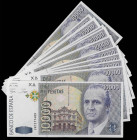 Lote 12 Billetes 10.000 Pesetas. 12 Octubre 1992. Juan Carlos I. Serie 2N. Todos correlativos. (La mayoría SC). Ed-485a. EBC- a SC.