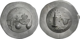 Lote 2 pruebas de anverso y reverso medalla Espamer´ 87. 1987. LA CORUÑA. Metal. Ø 90 mm. PRUEBAS.