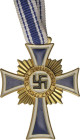 Medalla a la Madre Alemana. Categoría de oro. 16 Diciembre 1938. ALEMANIA. III REICH. Metal dorado y esmaltes. Ø 44x36 mm. Con cinta. BB-495. SC.